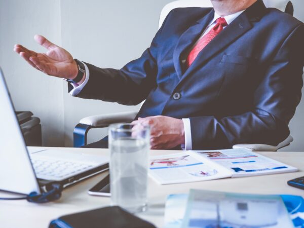 Hand gestures of a business man during discussion