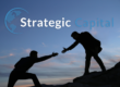 Strategic Capital logo in which one man is helping other in climbing up