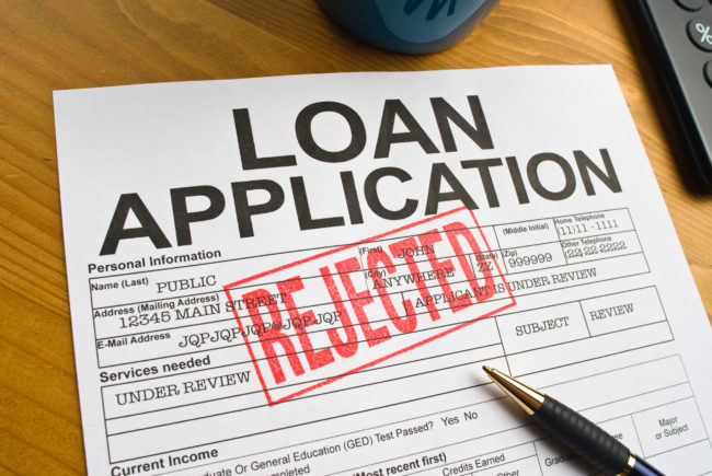 Personal loan application rejected